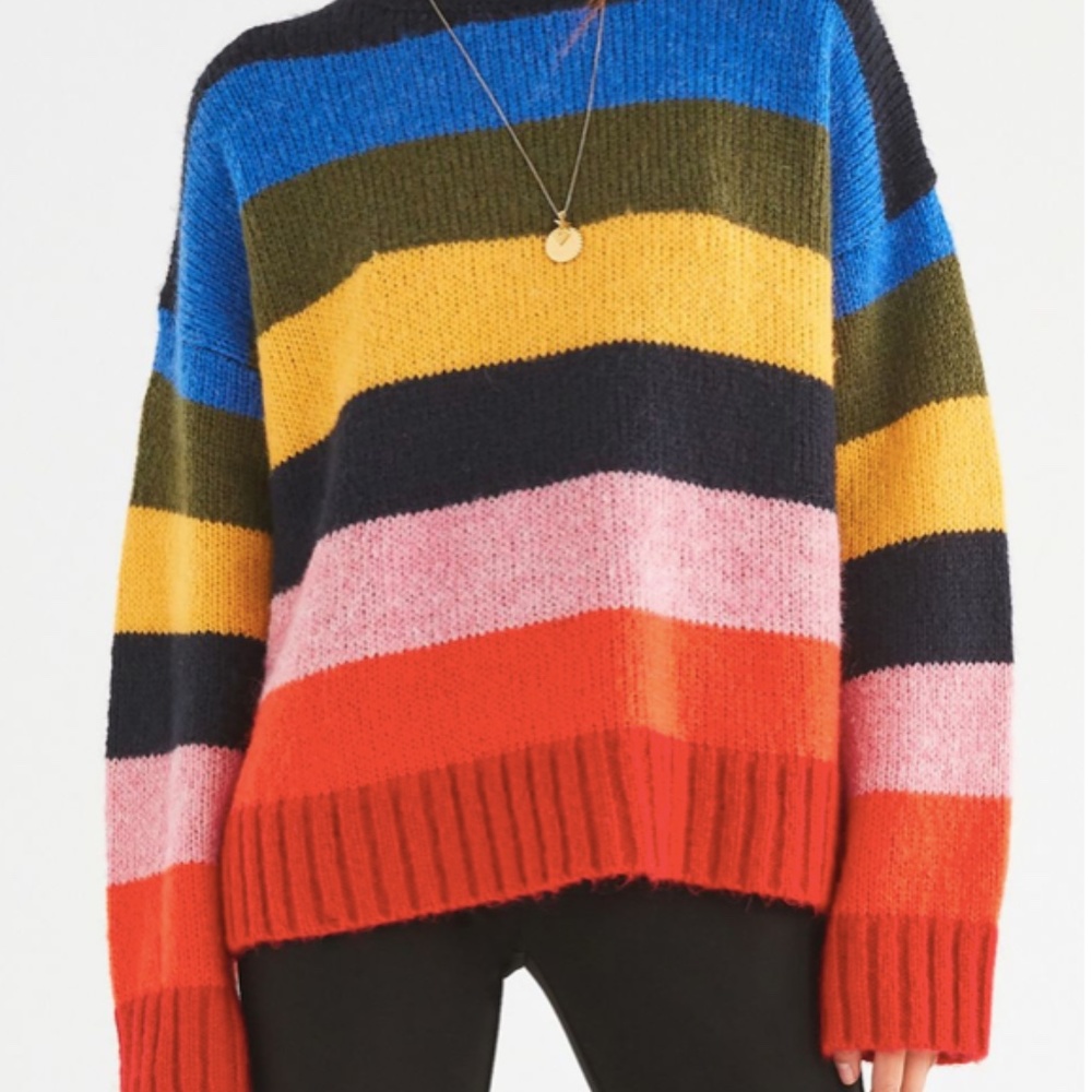 Urban Outfitters Kari Rainbow Striped Sweater